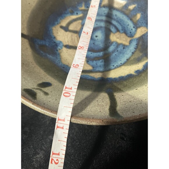 Hand Thrown Studio Art Pottery Bowl- Blue Abstract wash Drip Glazed Bowl VNT 11’ - Picture 2 of 16